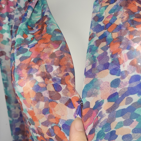 Bisou Bisou High Low Sleeveless Watercolor Print Top, VGUC, Size L - Picture 2 of 8